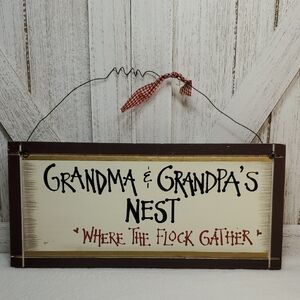 Grandma & Grandpa's Nest Sign Where the Flock Gather Hanging Wood Sign